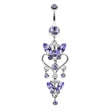 Sophistiqué Butterfly Chandelier Belly Ring - Dangling Belly Ring. Navel Rings Australia.