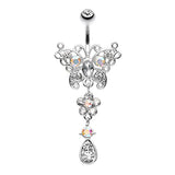 Butterfly Bloomitz Belly Bar - Dangling Belly Ring. Navel Rings Australia.