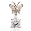 Maria Tash Butterfly Topped Solitaire Belly Ring in 14K Rose Gold