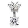 Maria Tash Butterfly Topped Solitaire Belly Ring in 14K White Gold