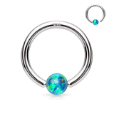 Opal Captive Bead Body Jewellery in 14K White Gold