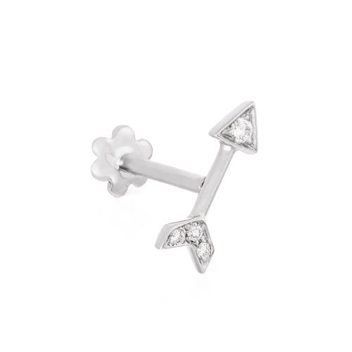 Diamond Arrow Earring by Maria Tash in 14K White Gold. Flat Stud. - Earring. Navel Rings Australia.
