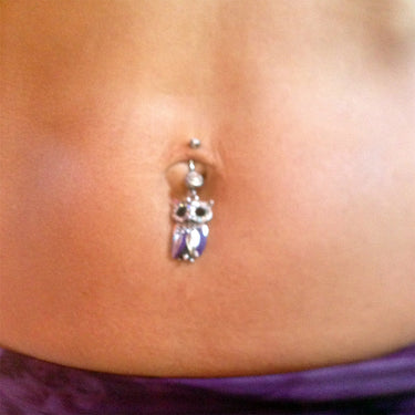 Metallic Feathered Owl Belly Bars - Dangling Belly Ring. Navel Rings Australia.