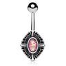 Celtic Cross Opal Belly Bar - Fixed (non-dangle) Belly Bar. Navel Rings Australia.