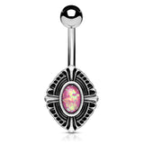 Celtic Cross Opal Belly Bar - Fixed (non-dangle) Belly Bar. Navel Rings Australia.