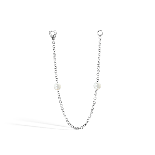 Double Pearl Chain Connecting Charm by Maria Tash in White Gold