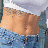 Titanium Chandelier Belly Ring with Internal Threading