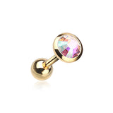 Classic Bezel Stud Earring with Gold Plating. Tragus or Cartilage Piercings. - Earring. Navel Rings Australia.