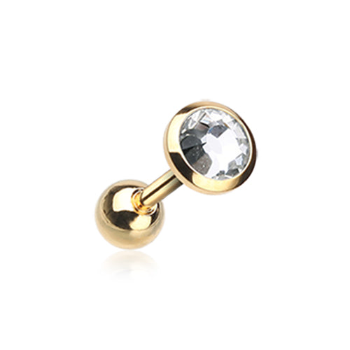 Classic Bezel Stud Earring with Gold Plating. Tragus or Cartilage Piercings. - Earring. Navel Rings Australia.