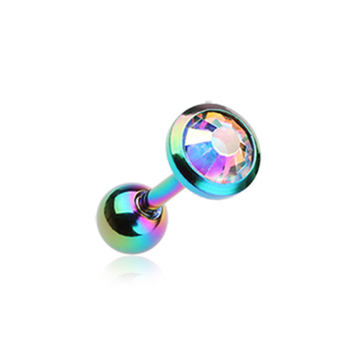 Classic Bezel Stud Earring in Titanium. Tragus or Cartilage Jewellery. - Earring. Navel Rings Australia.