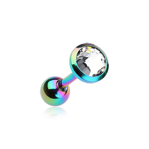 Classic Bezel Stud Earring in Titanium. Tragus or Cartilage Jewellery. - Earring. Navel Rings Australia.