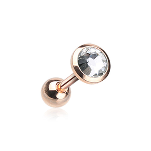 Classic Bezel Stud Earring with Rose Gold Plating. Tragus or Cartilage Piercings. - Earring. Navel Rings Australia.