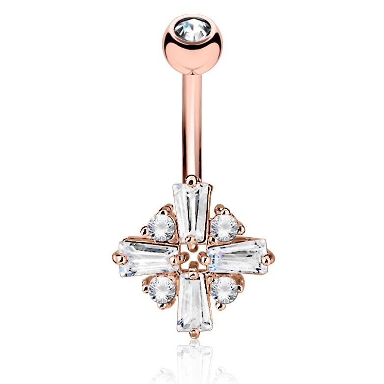 Monterey Pinnacles Belly Ring with Rose Gold Plating - Fixed (non-dangle) Belly Bar. Navel Rings Australia.