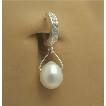 TummyToys® Classic Pearl Teardrop Navel Jewellery - TummyToys® Patented Clasp. Navel Rings Australia.