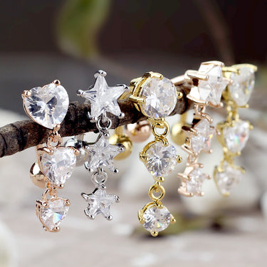 Classic Reverse Drop Navel Bar with Rose Gold Plating - Reverse Top Down Belly Ring. Navel Rings Australia.