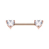 Classic Duo Heart Nipple Rings with Rose Gold Plating