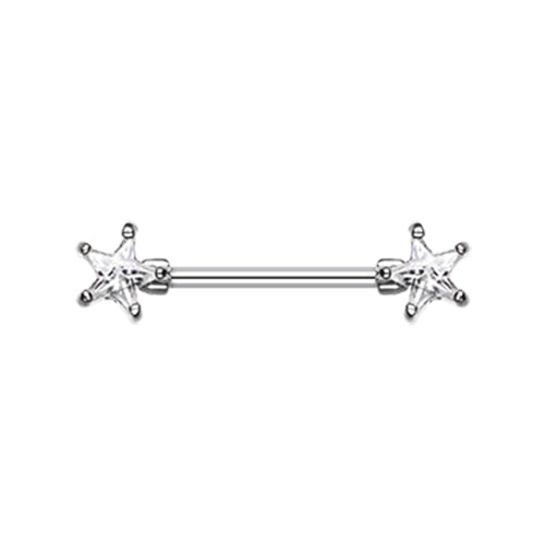 Duo Star Gem Nipple Barbell Ring - Nipple Ring. Navel Rings Australia.