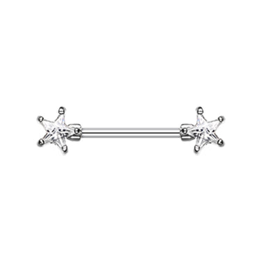 Duo Star Gem Nipple Barbell Ring - Nipple Ring. Navel Rings Australia.