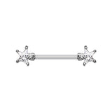 Duo Star Gem Nipple Barbell Ring - Nipple Ring. Navel Rings Australia.