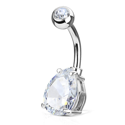 Classic Teardrop Belly Button Ring - Fixed (non-dangle) Belly Bar. Navel Rings Australia.