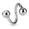 Extra Small 16G Gem Spiral Twist Belly Rings - Spiral Twister Twistie. Navel Rings Australia.