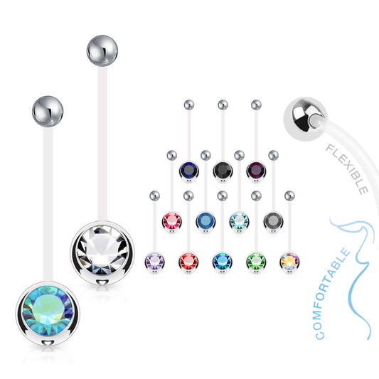 Mamma Mia Clear Flex Gem Maternity Belly Ring - Maternity Belly Ring. Navel Rings Australia.