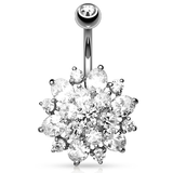 Mexican Dahlia Navel Piercing Bar - Fixed (non-dangle) Belly Bar. Navel Rings Australia.
