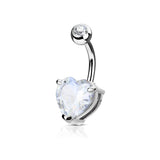 Heart Solitaire Belly Rings. Petite and Mega Heart Gems. - Fixed (non-dangle) Belly Bar. Navel Rings Australia.