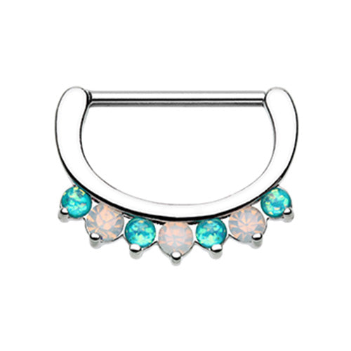 Marine Opal Sparkle Nipple Clicker - Nipple Ring. Navel Rings Australia.