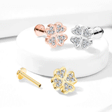 Lucky Clover Body Jewellery. Labret, Monroe, Tragus and Cartilage Earrings.