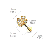 Lucky Clover Body Jewellery. Labret, Monroe, Tragus and Cartilage Earrings.