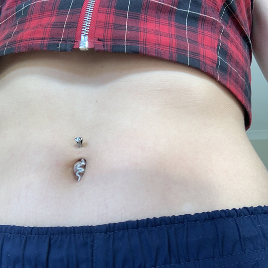 Split Cobra Snake Navel Piercing Jewellery - Split Spinal Belly Bar. Navel Rings Australia.