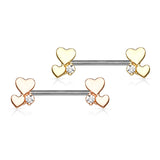 Lovers Combined Nipple Jewellery with Rose Gold Plating - Nipple Ring. Navel Rings Australia.
