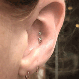 Diamond Paisley Threaded Stud by Maria Tash in 14K Yellow Gold. Flat Stud.