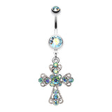 Vintage Cross Patonce Navel Bar - Dangling Belly Ring. Navel Rings Australia.