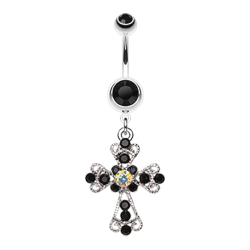 Vintage Cross Patonce Navel Bar - Dangling Belly Ring. Navel Rings Australia.