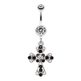 Vintage Cross Patonce Navel Bar - Dangling Belly Ring. Navel Rings Australia.