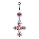 Vintage Cross Patonce Navel Bar - Dangling Belly Ring. Navel Rings Australia.