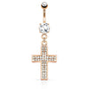 Galilee Cross Navel Ring with Rose Gold Plating