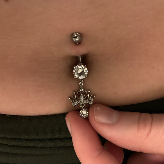 Royal Principessa Crown Navel Ring - Dangling Belly Ring. Navel Rings Australia.