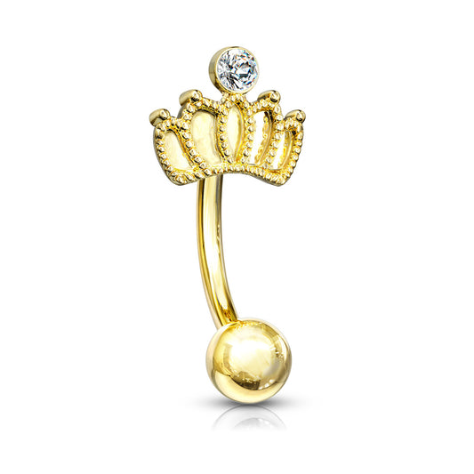 16g Petite Royal Princeria Reverse Navel Ring with Gold Plating - Reverse Top Down Belly Ring. Navel Rings Australia.