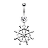 Caribbean Boat Wheel Belly Dangle - Dangling Belly Ring. Navel Rings Australia.