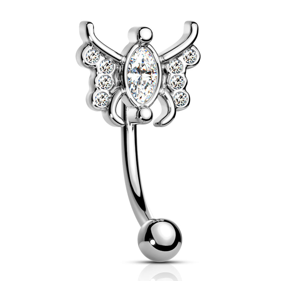 16g Petite Sphinx Crystal Reverse Navel Ring - Reverse Top Down Belly Ring. Navel Rings Australia.