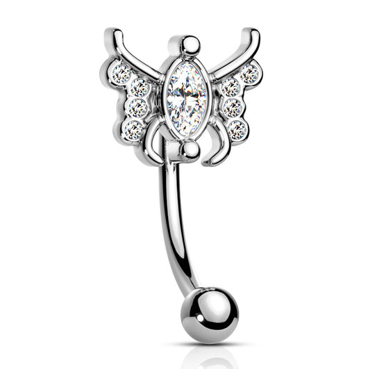 16g Petite Sphinx Crystal Reverse Navel Ring - Reverse Top Down Belly Ring. Navel Rings Australia.