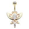 Diamanté Butterfly Navel Ring in Gold