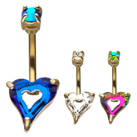 Jamila Melting Heart Belly Bar - Fixed (non-dangle) Belly Bar. Navel Rings Australia.