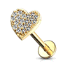 Infinite Love Heart Body Jewellery with Gold Plating. Labret, Monroe, Tragus and Cartilage Earrings.
