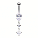 Ebony Diamond Dangly Belly Bar
