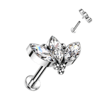 Crystal Marquise Internally Threaded Titanium Body Jewellery. Labret, Monroe, Tragus and Cartilage Earrings.