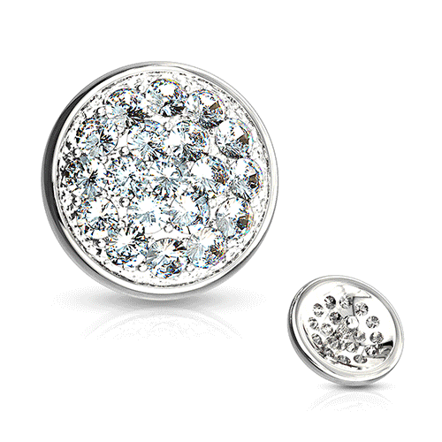 Internally Threaded Crystal Paved 14g Replacement Ball in 14k White Gold